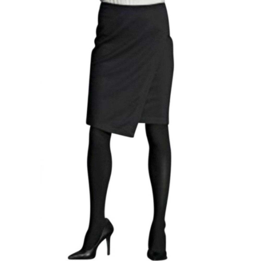 CAbi Faux Wrap Ponte Knit black pencil Skirt size 4